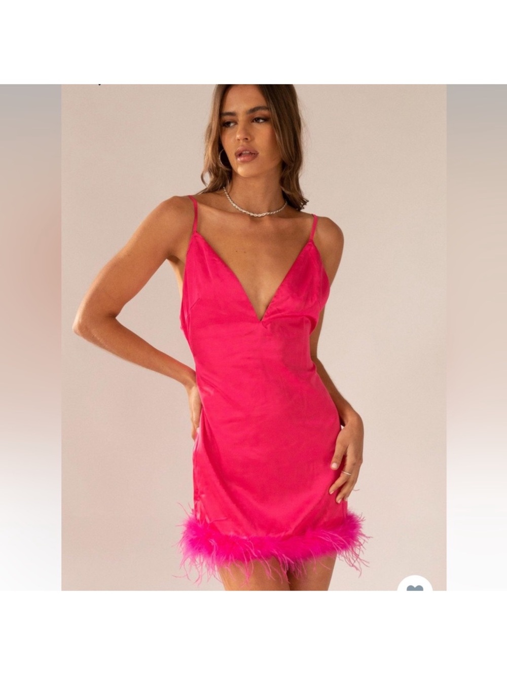 PEPPERMAYO nwt Midnight Muse Feather Mini Dress in Flamingo Pink